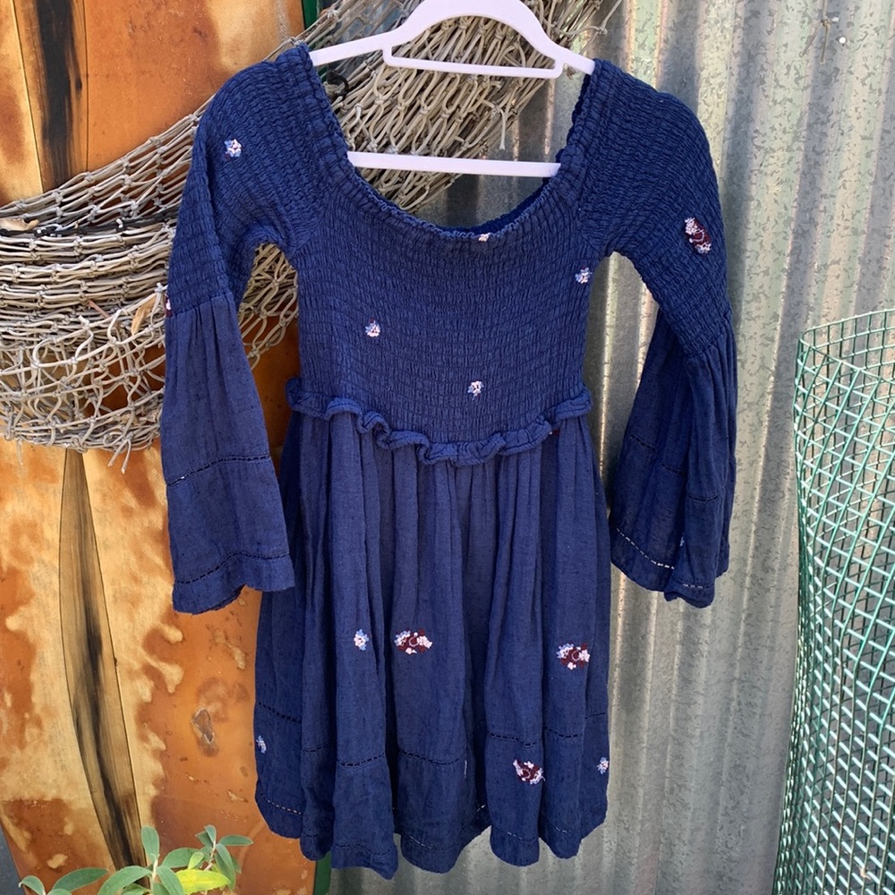 Free People embroidered cotton dress, fully lined skirt